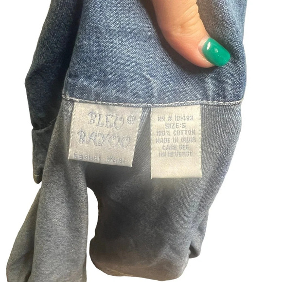 Coastal Grandma Quilted Denim Jacket 100% Cotton Small Sailing Nautical - Picture 3 of 4